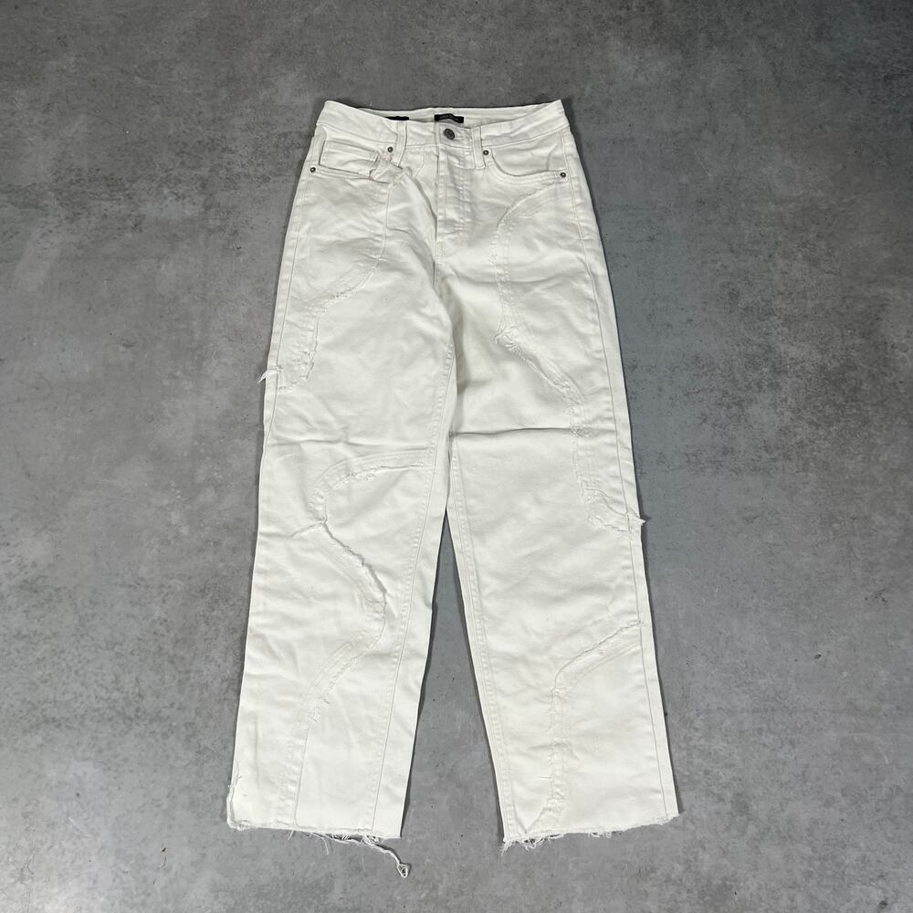 High Rise Straight Wild Fable White Baggy Denim Patchwork Women’s Jeans Size 6
